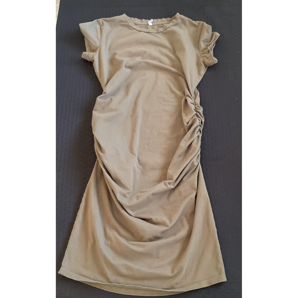 Missufe Dress Womens Large‎ Olive Green Ruched Side T-Shirt Bodycon Mini